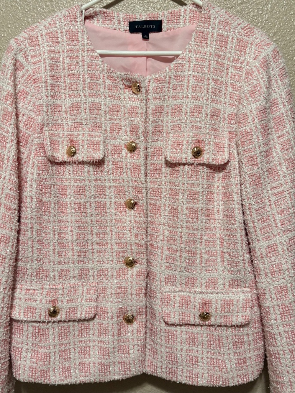 Talbots Pink and White Tweed Jacket